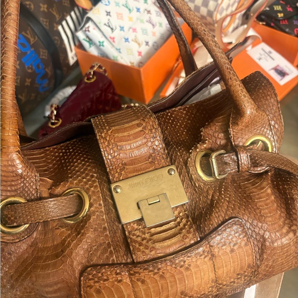 Jimmy Choo Python Leather Hand Bag Excellent Cond… - image 7